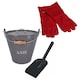 image 1 of Grey Coal Bucket With Lid, 5" Shovel & Gloves Metal Ash Tidy Bin Fire Log Burner