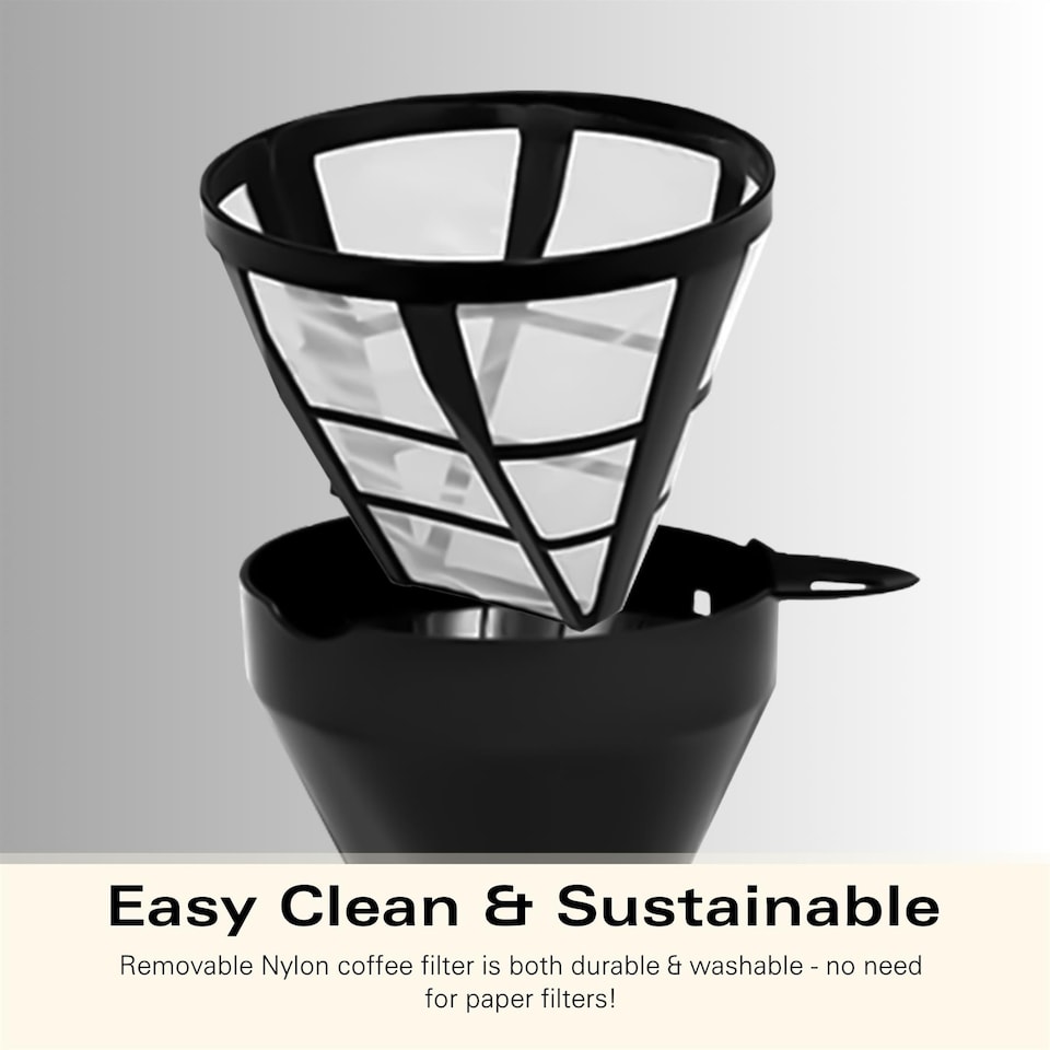 image 1 of Hamilton Beach Filter Coffee Machine, Ella 1.5L, 900W, Coffee Maker for Instant Coffee, Espresso, Macchiato, Makes 12 Cups, Re-usable Filter, Anti-Drip, Water Level Window, Matte Latte - HBC9453MC