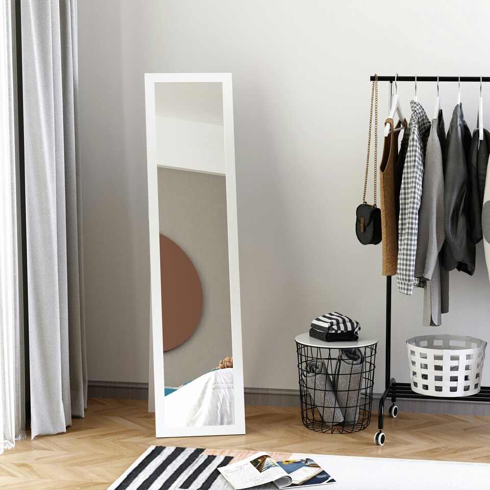 image 1 of HOMCOM Full Length Mirror, Floor Standing or Wall-Mounted Long Mirror, White