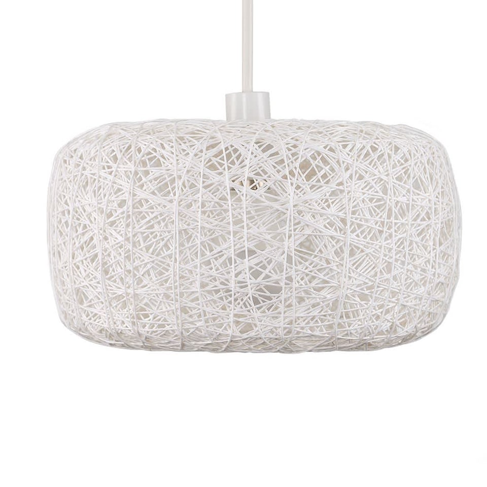 image 1 of ValueLights Bjorn White Ceiling Pendant Shade & Bulb | Cream