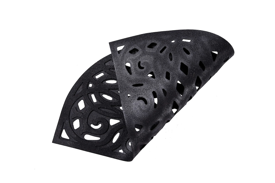 image 1 of Nicoman Victorian Style Halfmoon Rubber Outdoor Door Mat Black 75 x 44cm