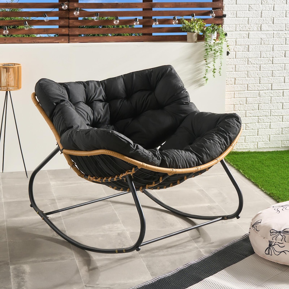 image 1 of OHS Bali Garden Rocking Chair Outdoor Metal Frame Chairs with Cushion