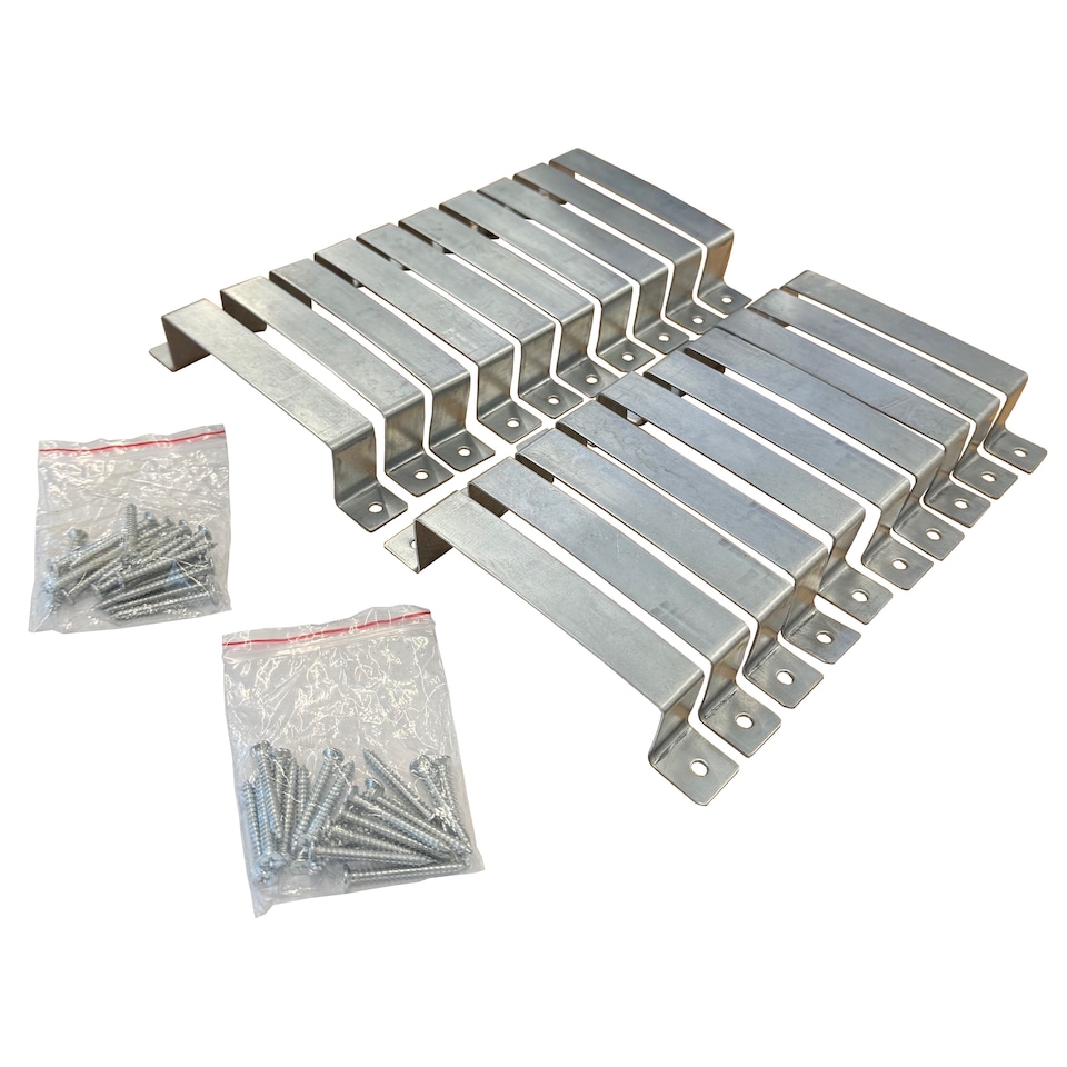 image 1 of Fence Panel Security Bracket Set Galvanized Steel Post Clips - Pack of 20