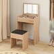 image 7 of HOMCOM Dressing Table with Mirror and Stool, Vanity Makeup Table with Flip Up Mirror, Vanity Desk with Storage Unit and Padded Seat, Wood