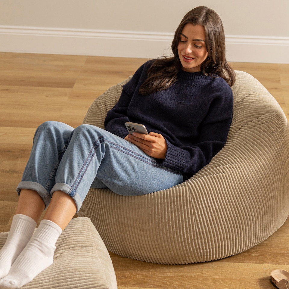 image 1 of icon Kingston Classic Beanbag Corduroy Natural Beige Set of 2