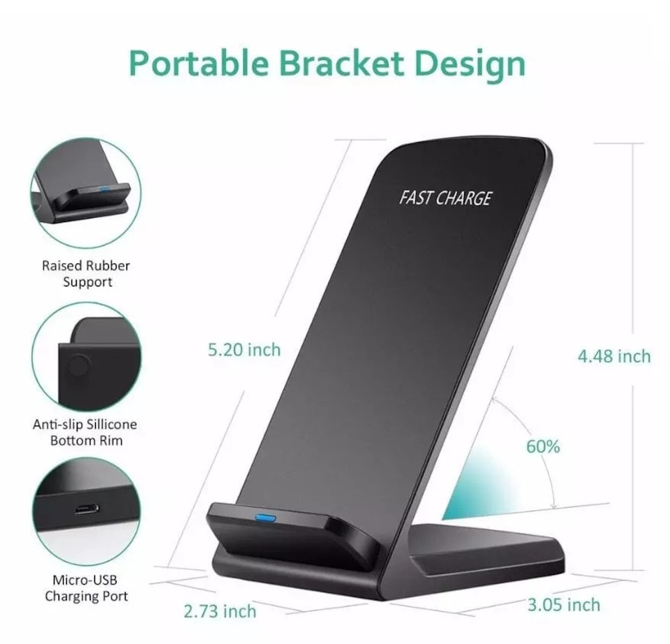image 1 of Black Wireless Mobile Phone Desktop Charger Stand | Black | One Size