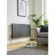 image 2 of 600mm (H) x 630mm (W) - Anthracite Horizontal Radiator (Berlin) - Double Panel - (0.6m x 0.63m) - Depth 70mm