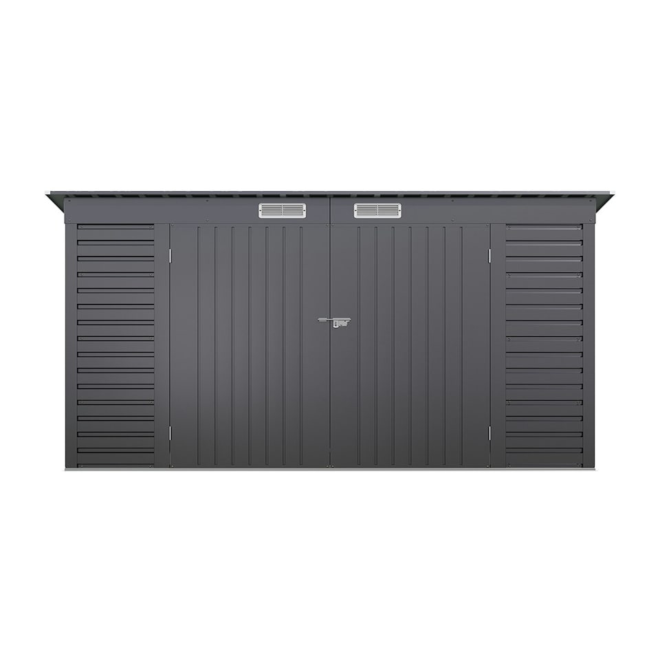 image 1 of Living and Home Outdoor Galvanized Steel 2 doors Storage Shed - Grey 240 x 113 x 183cm
