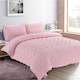 image 1 of Homes Linen Pink Hearts Teddy Fleece Duvet Cover Set Super Soft Fluffy Embossed Heart Design Warm Cosy Winter Bedding Set | Pink | Super King