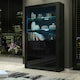image 2 of Black Display Cabinet 100cm Gloss Doors Free LED Modern Tall Unit Black