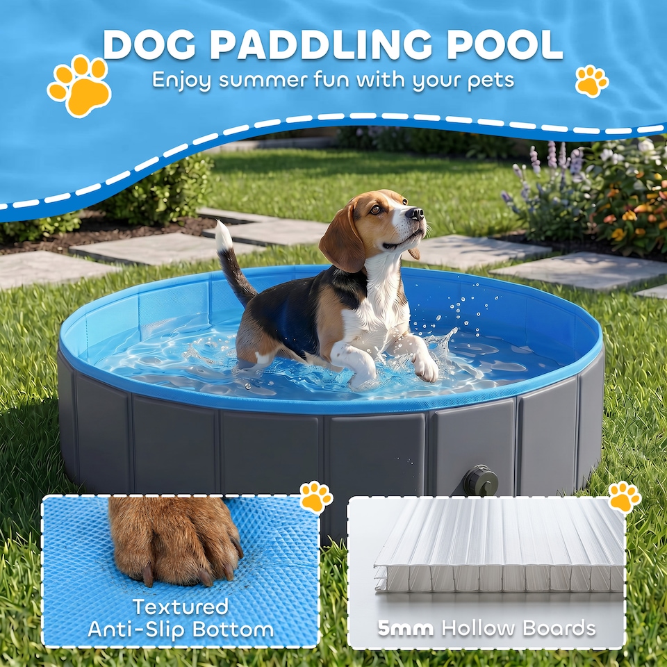 image 1 of PawHut Dog Pool Dog Bath Tub Dog Paddling Pool, 100 x 30 cm
