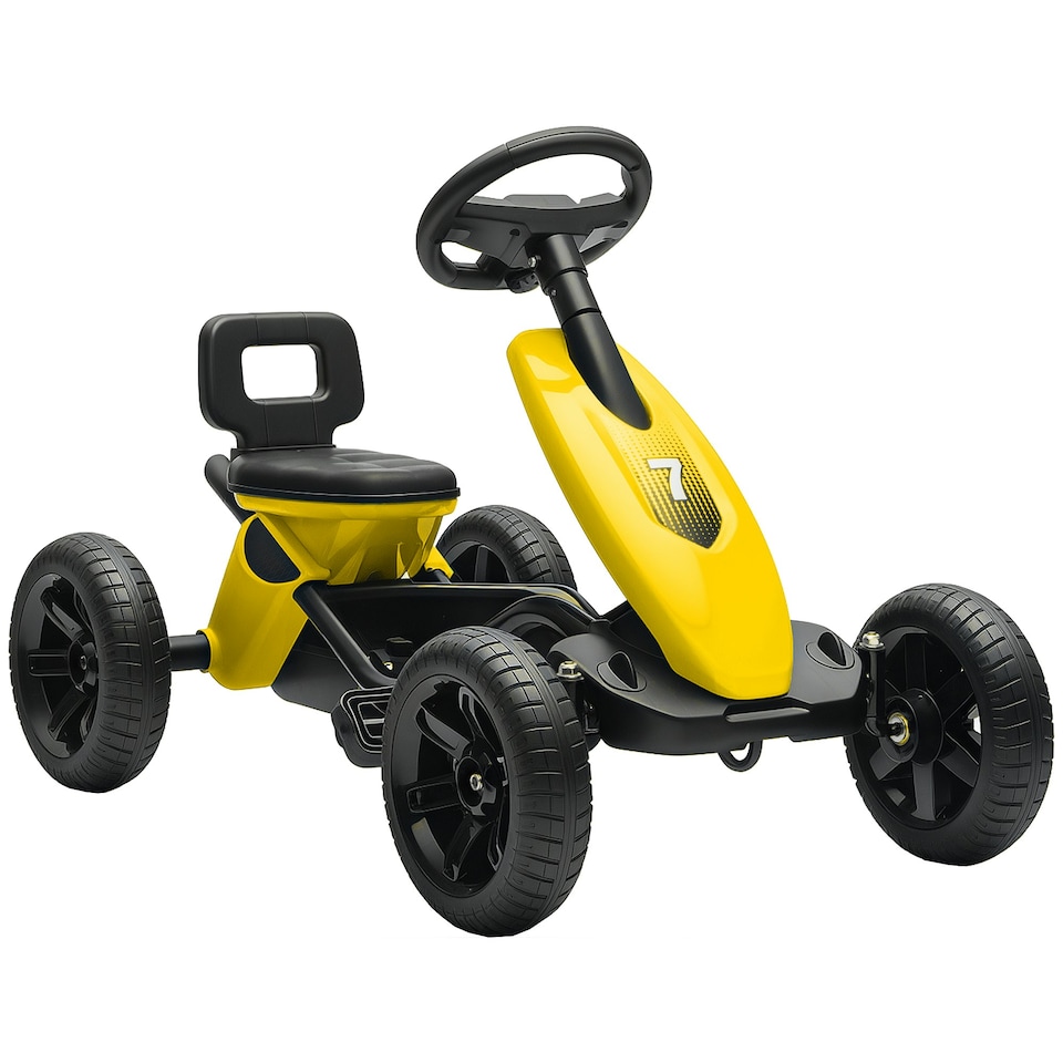 image 1 of AIYAPLAY Pedal Go-Kart for Kids with Silent EVA Wheels, Metal Frame, Yellow