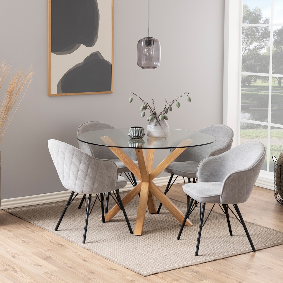 image 1 of Heaven Round Dining Table with Glass Top 119x75.5cm