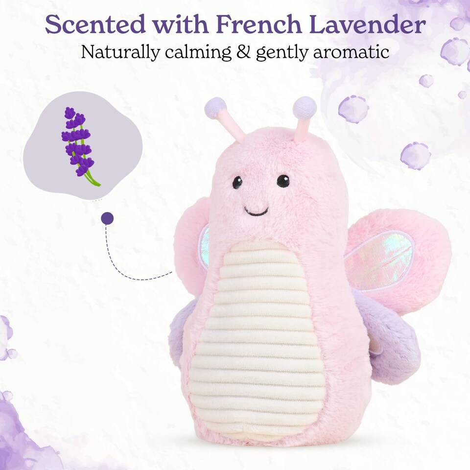 image 1 of Warmies Plush Pink Butterfly, Microwavable Heat Pad, Weighted Cuddly Plushie for Soothing Relief, Lightly Scented with French Lavender - Large
