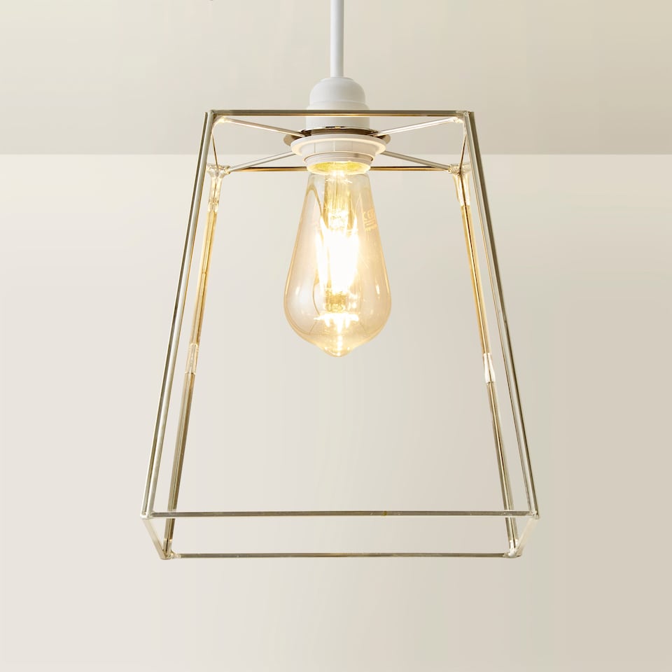 image 1 of ValueLights Susie Pair of Glass Pendant Lantern Chrome Lamp Shades | Chrome