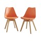 image 1 of Furniturebox 2x Stockholm Scandi Orange Faux Leather and Wood Dining Chairs