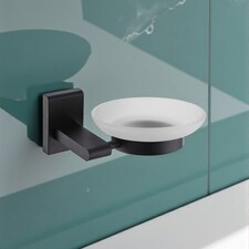 Showerdrape Unity Black Stainless Steel Wall Mounted Frosted Glass Soap Dish | Multi | 1