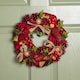 image 1 of 30cm Red Rose Hanging Christmas Wreath with Pinecones & Red Berries