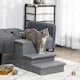 image 2 of PawHut 3 Step Dog Steps with Storage Boxes, Cat Stairs for Bed Sofa, Light Grey