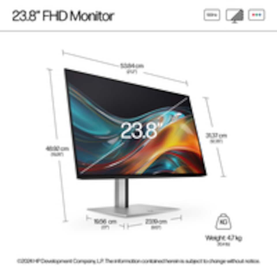 image 1 of HP Series 7 Pro 23.8 inch FHD Monitor - 724pf, 60.5 cm (23.8"), 1920 x 1080 pixels, Full HD, LCD, 5 ms, Black, Silver | Black | Black, Silver | 52.7 cm