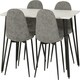 image 1 of Marlow Dining Set with Athens Chairs White | White Marble/Grey Faux Leather