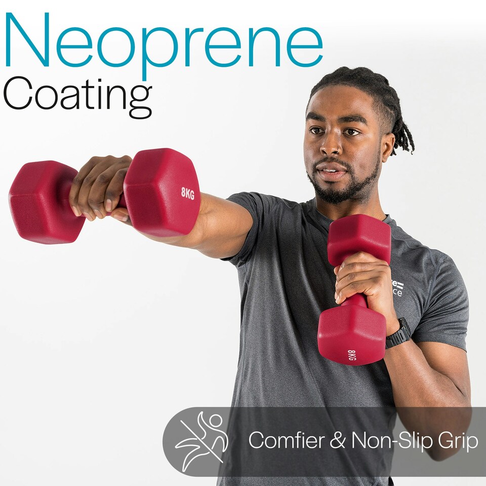 image 1 of Neoprene Hex Dumbbells (8kg)
