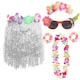 image 1 of White Hula Skirt with Flower Lei & Glasses Set White | One Size