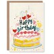 image 1 of Bright Love Heart Cake Illustration Woman Her Birthday Card
