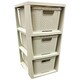 image 1 of 1 x 3 Drawer Cream Stylish Rattan Effect Commode Baskets Home Office Storage Unit Cream
