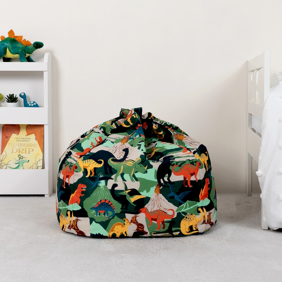 image 1 of Kids Dinosaur Bean Bag Chair Green Childrens Bean Bags | Green | Green | 1