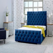 Macono Plush Single Bed Frame - Blue