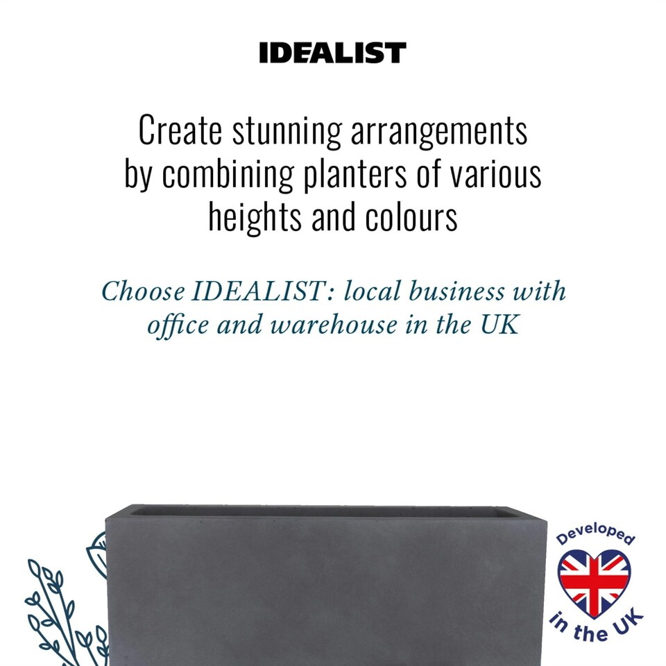 image 1 of Window Box Light Concrete Dark Grey Garden Planter L80 W17 H17.5 cm, 24 ltrs Cap.