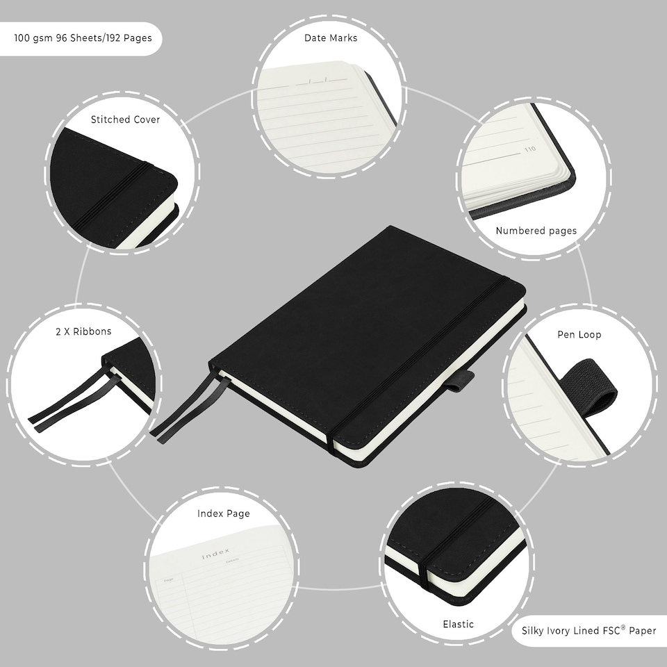 image 1 of Notes London A5 Italian Styled Moretti Notebook Black