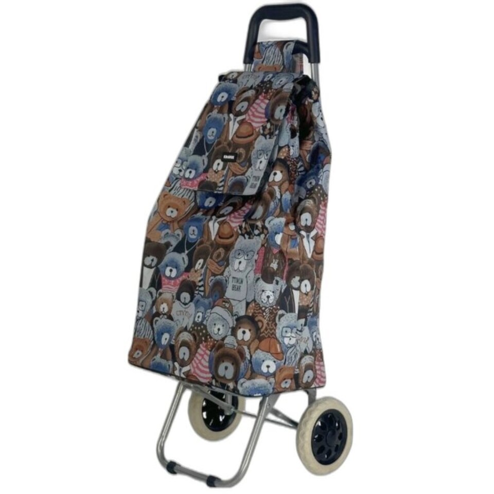 image 1 of Travel Teddybear Shopping Trolley - Dimensions for the Frame and the Bag are Included Brown