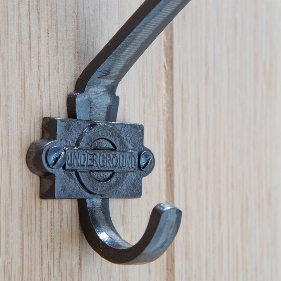 image 1 of Hammer & Tongs London Underground Hat & Coat Hook - W55mm x H100mm - Raw