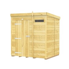 6 x 5 Feet Pent Security Shed - Single Door - Wood - L147 x W185 x H201 cm | Brown