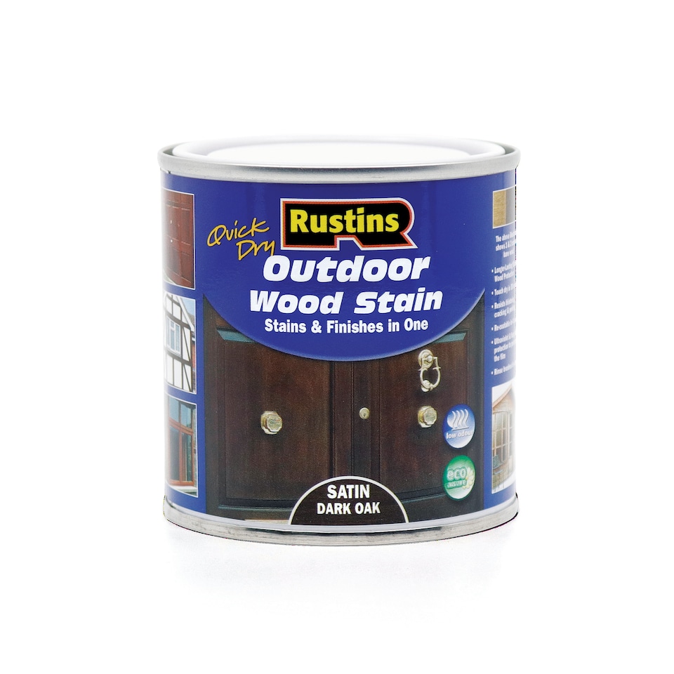 image 1 of Rustins Quick Dry Outdoor Wood Stain Dark Oak 250ml | Brown | 1