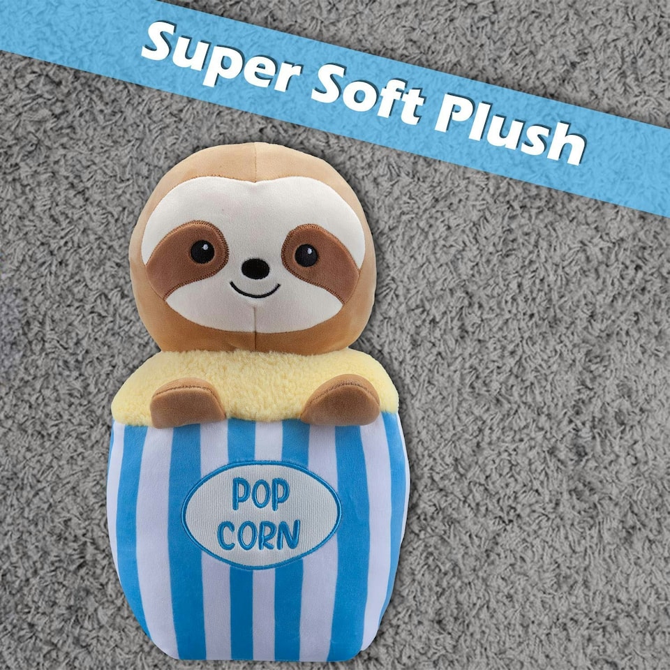 image 1 of Popcorn Sloth Soft Toy Cute Plushie Huggable Cuddly Stuffed Toy 36cm Blue