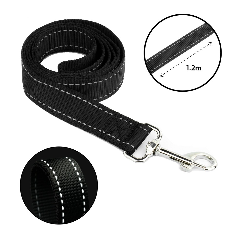 image 1 of KCT 4ft Black Reflective Dog Lead | Black | 1
