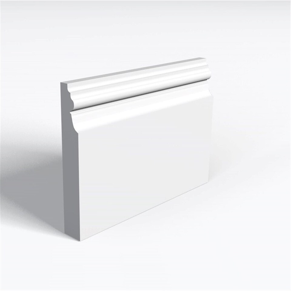Pack of 10 (Total 10 Units) - Moisture Resistant MDF Primed Royal B Skirting Board - 25mm (T) x 119mm (H) x 3050mm (L)