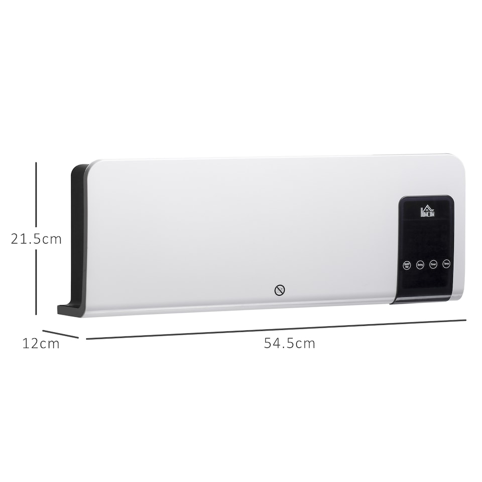image 1 of HOMCOM Electric Heater, 2000W Wall Mounted Ceramic Space Heater with Remote Control, 2 Modes, Timer, Oscillation, Overheat Protection for Home, White