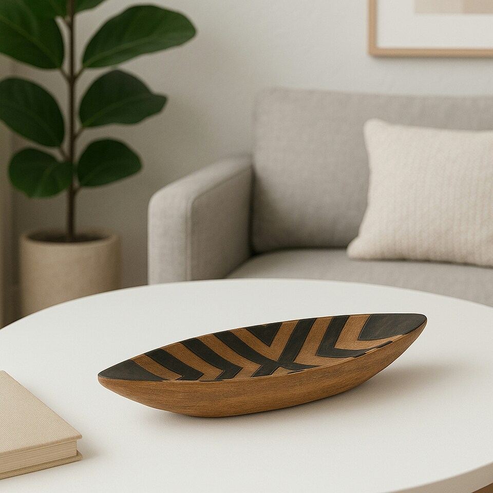 image 1 of Bantu Tribal Wooden Bowl Cream