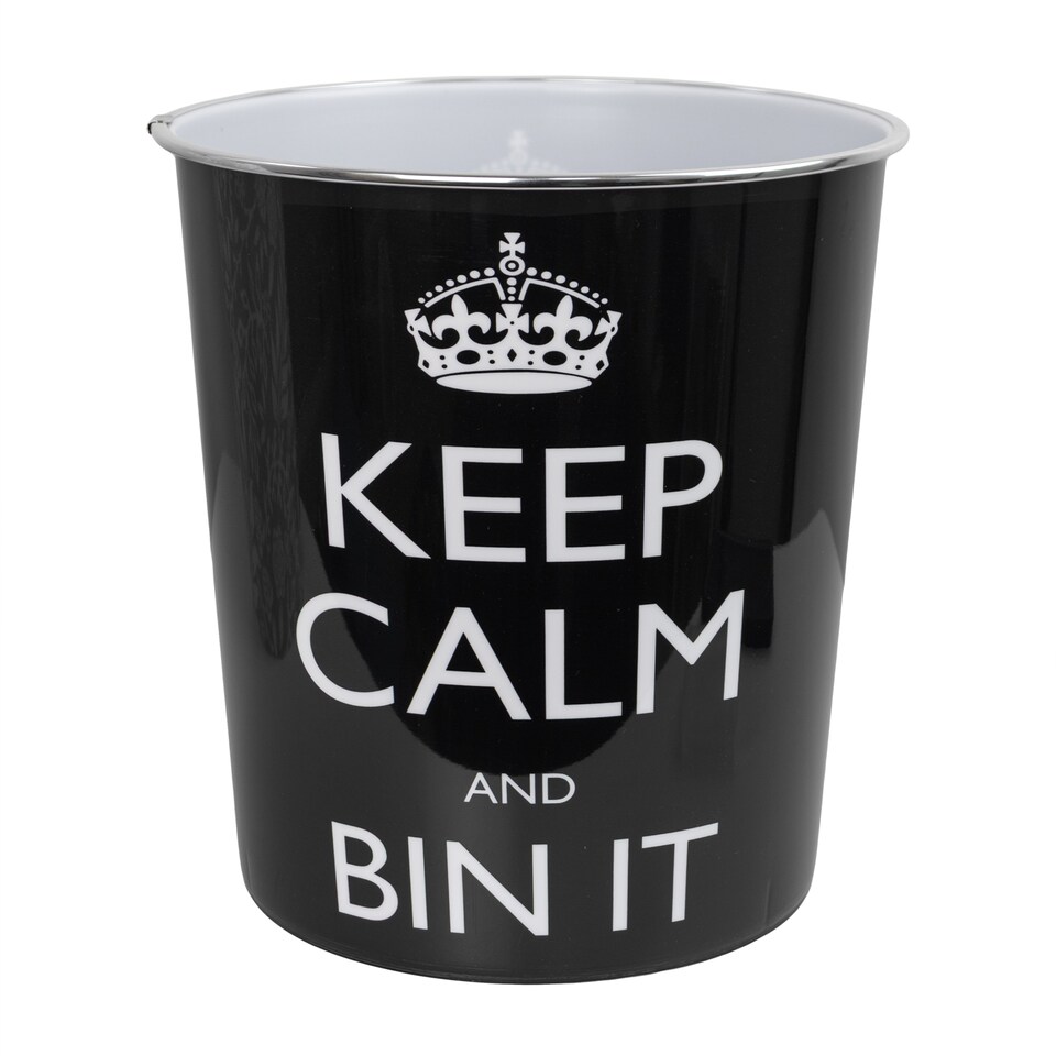image 1 of JVL Onyx Round Waste Bin 7L Decorative Bathroom Bedroom Office Bin It