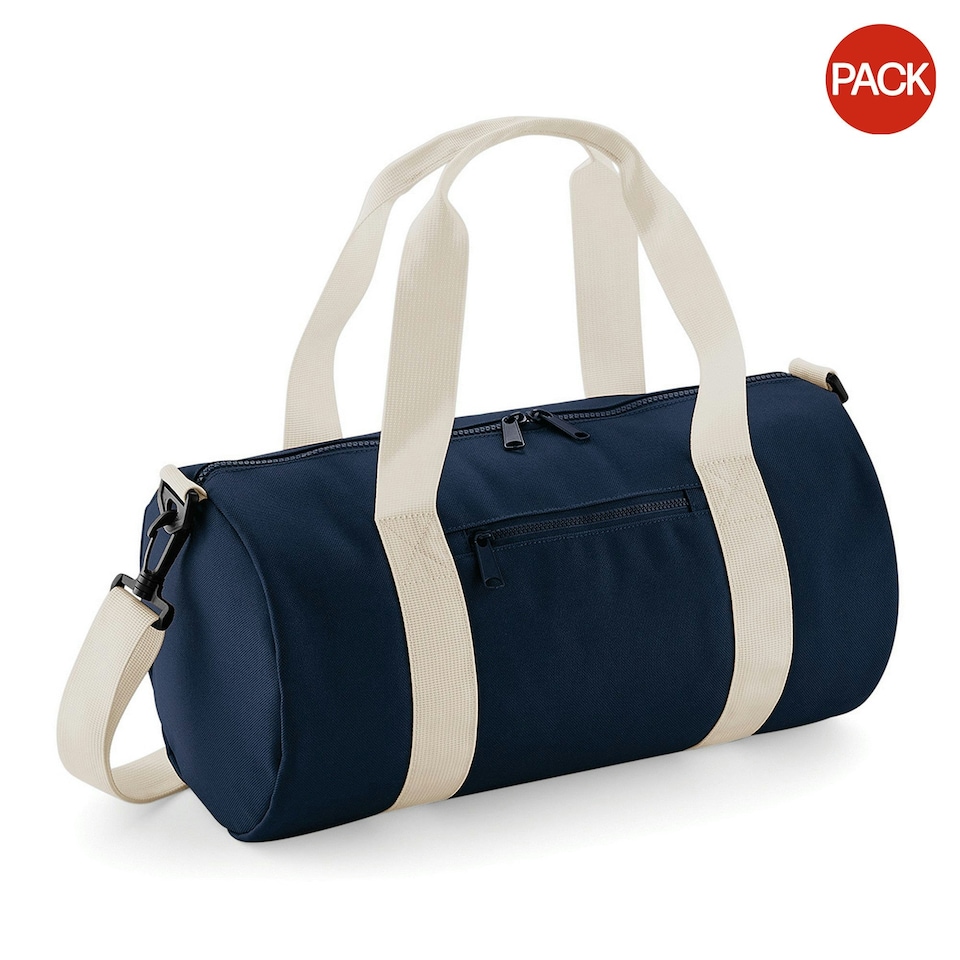 Bagbase Mini Barrel Bag (Pack of 2) - French Navy/Off White - One Size | Blue | One Size