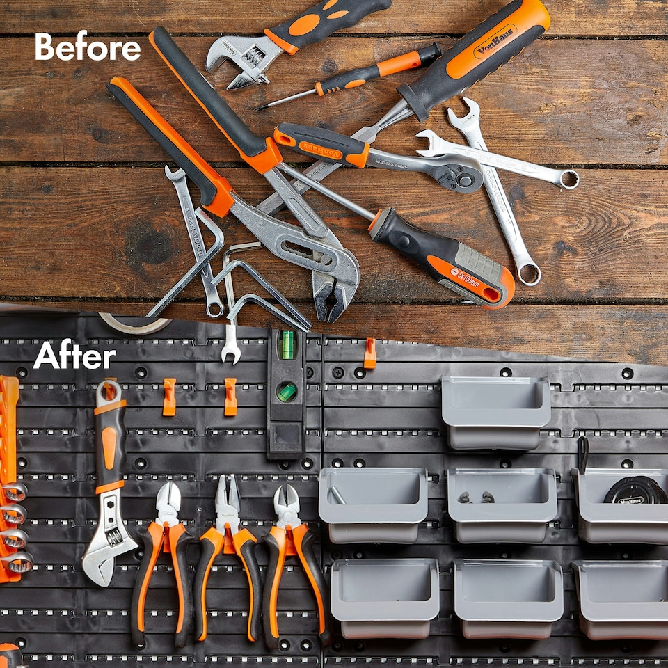 image 1 of VonHaus 44 Piece Wall Mounted Pegboard for Garage Storage