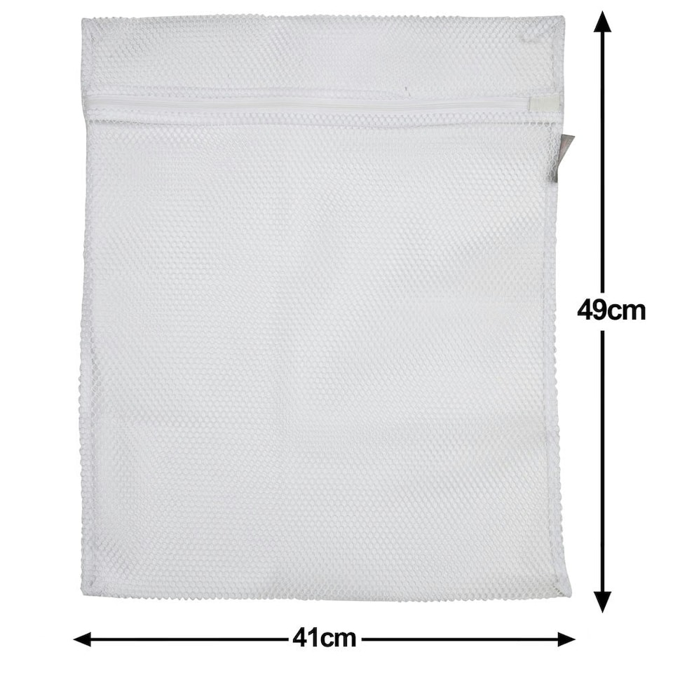 image 1 of 3 x Large Size Net Washing Bags for Laundry with Strong Zip – 41cms x 49cms (16" x 19") | White