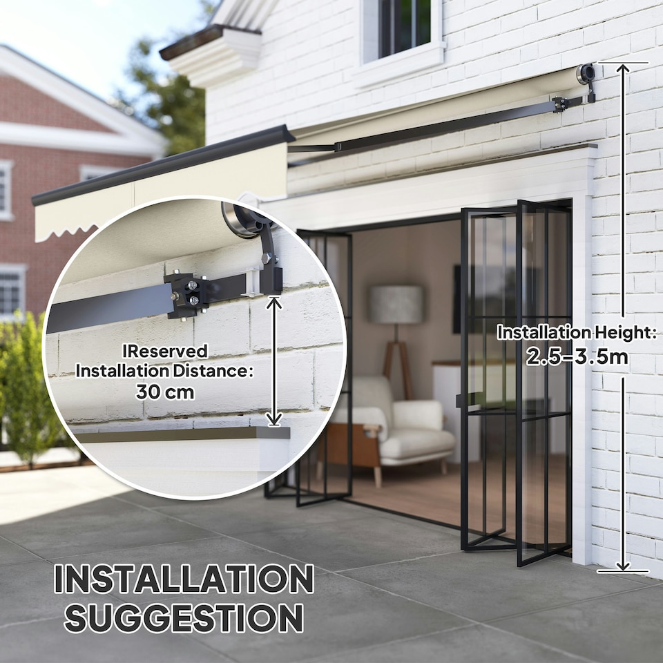 image 1 of Outsunny Electric Retractable Awning w/ Aluminium Frame Beige Cream | Beige