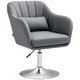image 1 of HOMCOM Swivel Microfibre Accent Chair for Living Room Contemporary Vanity Armchair with Adjustable Height Thick Cushion Lumbar Support Armrest for Bedroom Office Dark Grey