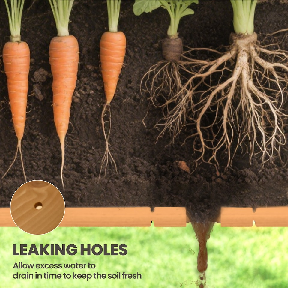 image 1 of Outsunny Wooden Herb Planter Stand 8 Cubes Bottom Shelf Raised Bed Natural