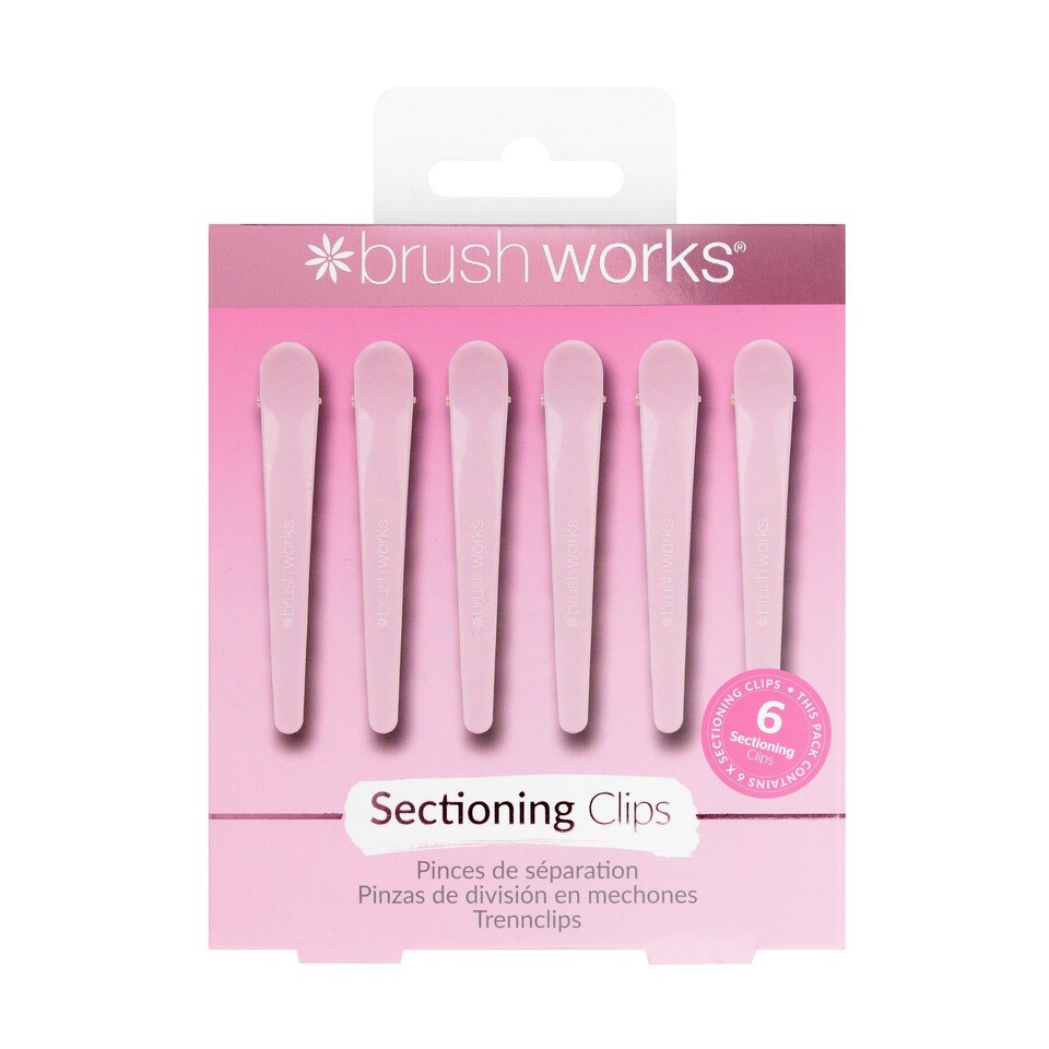 image 1 of Brushworks Sectioning Clips Pack of 6, PETA-Approved Cruelty-Free | Pink